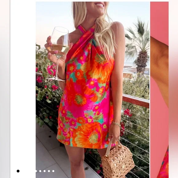 Show Me Your Mumu Jasmine Tie Mini Dress in Miss Malibu size Large - Picture 2 of 8